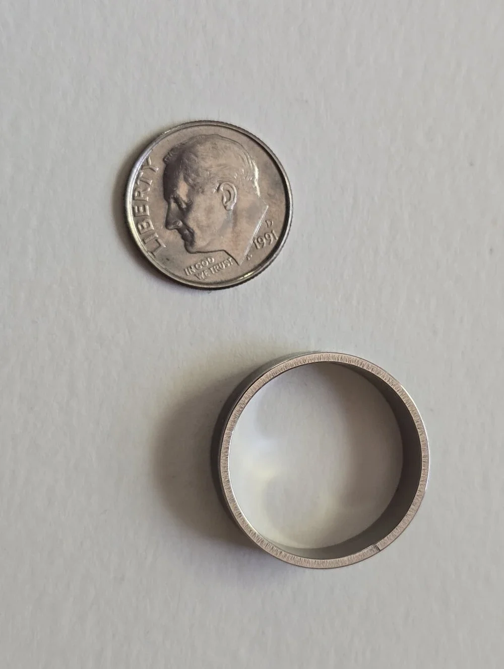 Black Inlay Metal Band Ring Size 9